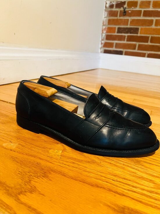 Alden Model 681 Full Strap Loafers in Black Calfskin Men Size US 9.5 D